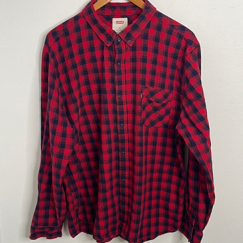 Levi’s classic button down cotton flannel shirt.  Size XXL